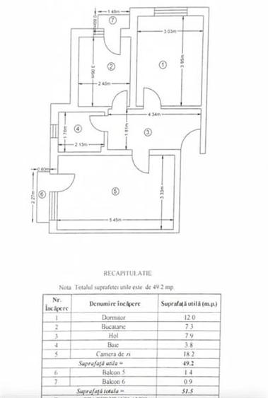 Apartament cu 2 camere decomandat, mobilat în Frumoasa