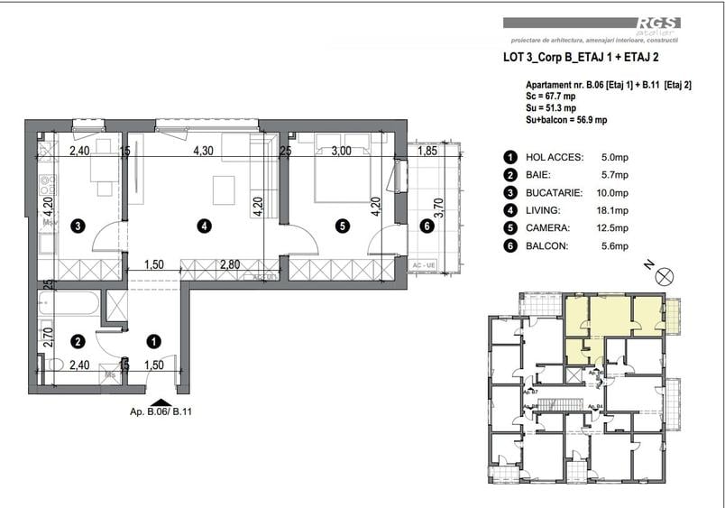 Apartament cu 2 camere semidecomandat în Freidorf