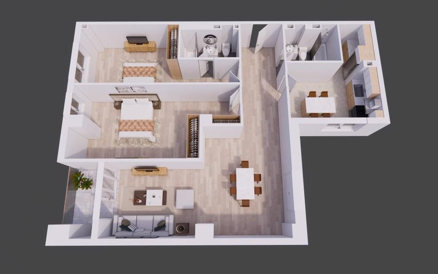 Apartament cu 3 camere semidecomandat în Voluntari