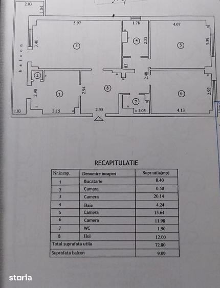 Apartament cu 3 camere decomandat în Tineretului