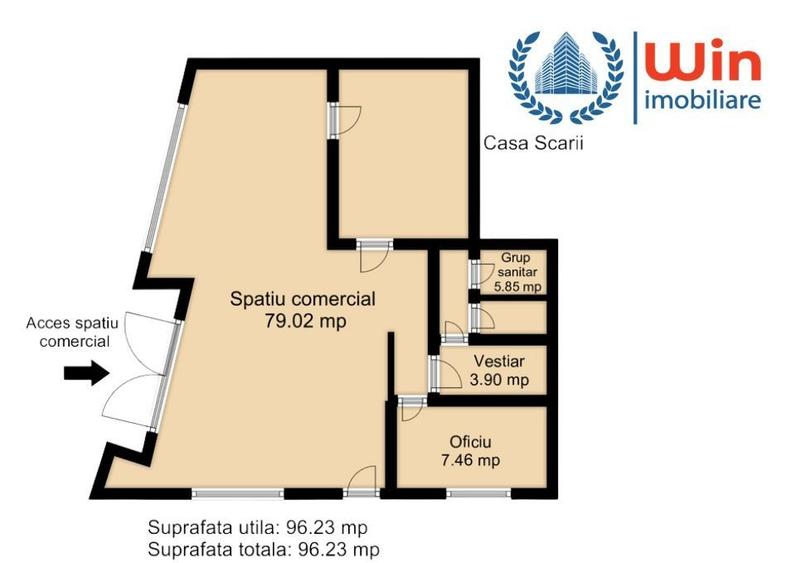 Spațiu comercial, de 96 mp, în Central