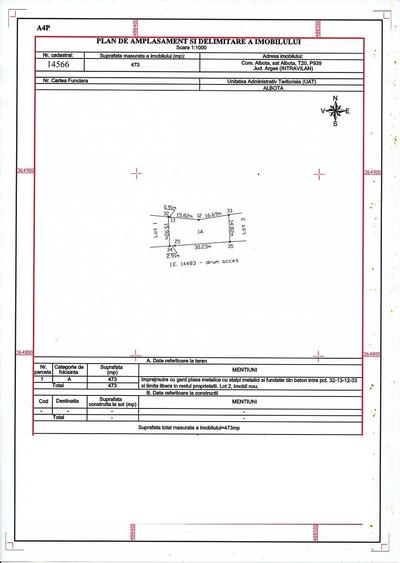 Teren Construcții intravilan de 473 mp, în Albota