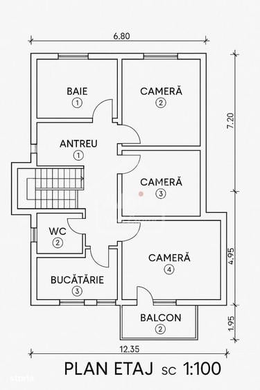 Apartament cu 3 camere decomandat în Blumăna