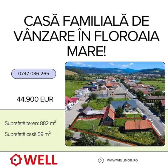 Casă cu 2 camere cu Teren 882 Mp în Floroaia