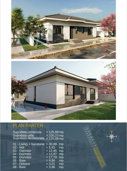 Casă individuală cu 4 camere cu Canalizare în Tunari