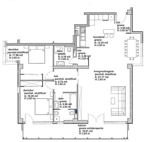 Apartament cu 3 camere, mobilat în Badea Cârțan