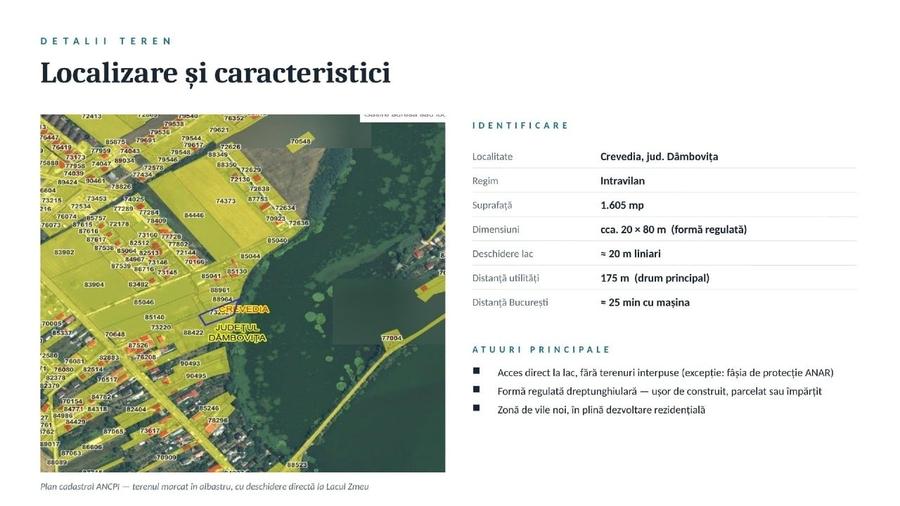 Teren Construcții intravilan de 1605 mp, în Crevedia