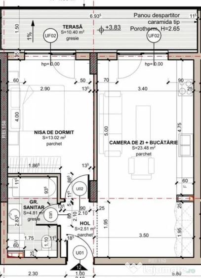 Apartament cu 2 camere în Florești