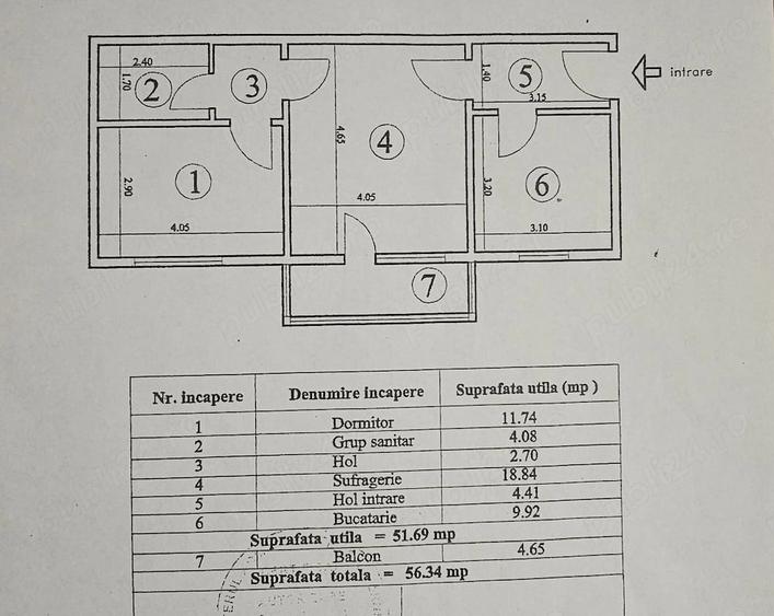 Apartament cu 2 camere semidecomandat în Central