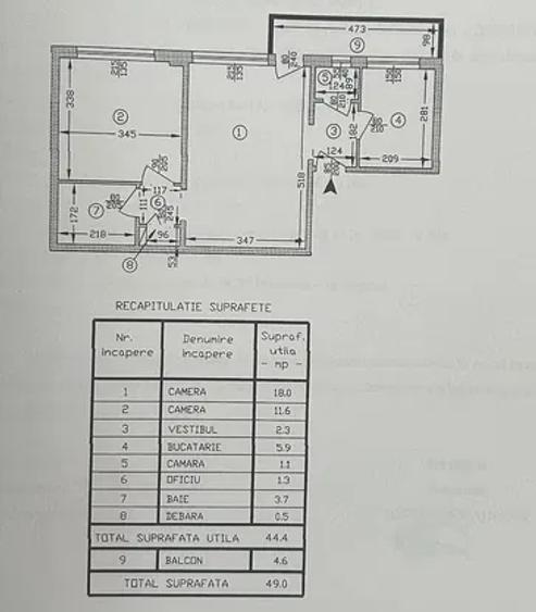 Apartament cu 2 camere semidecomandat în Domenii