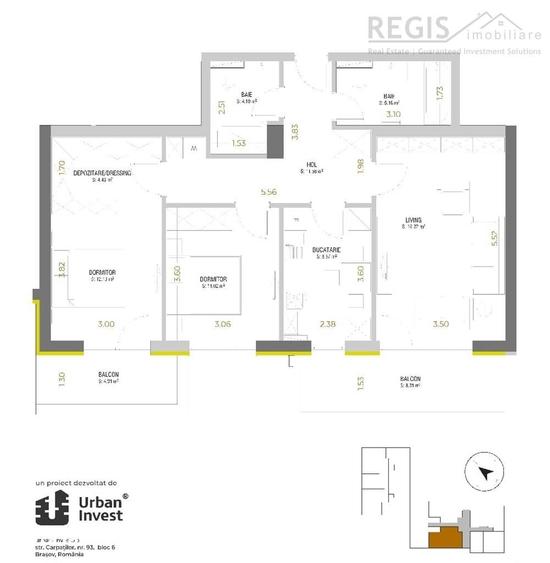Apartament 3 camere de inchiriat | Urban Plaza Brasov | loc - 15