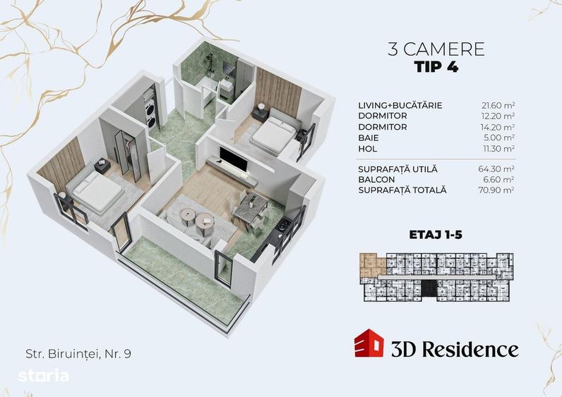 Apartament cu 3 camere în Berceni — fotografia 1