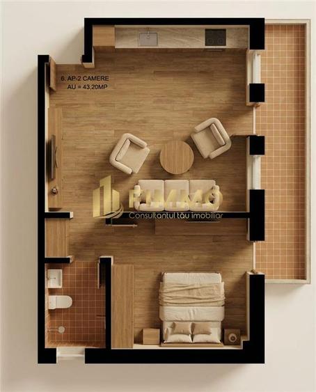 Apartament 2 cam | 43.2mp | Bloc Nou | Burdujeni | ID:1919 - 1