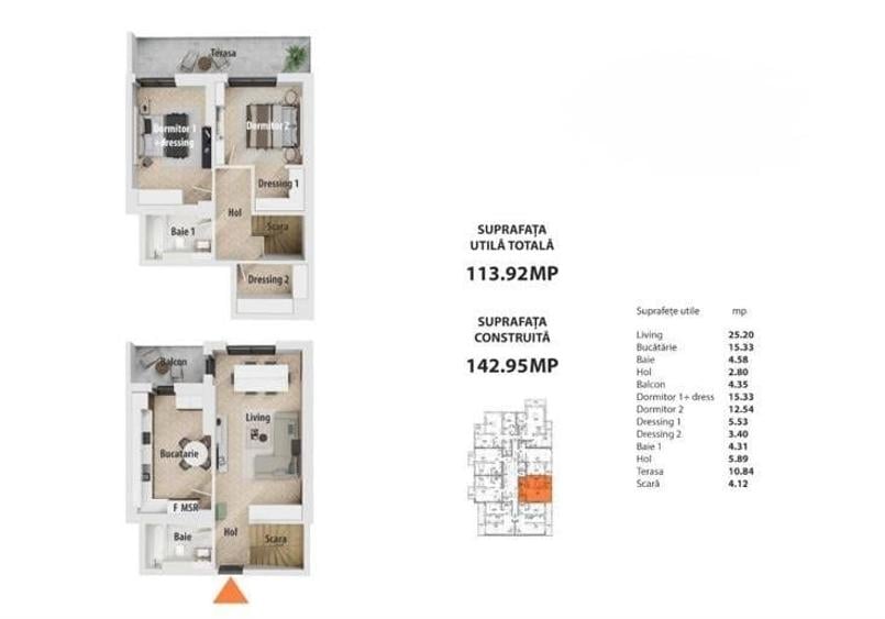 Penthouse cu 3 camere decomandat, mobilat în Politehnica