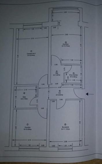 Apartament cu 3 camere decomandat în Craiter