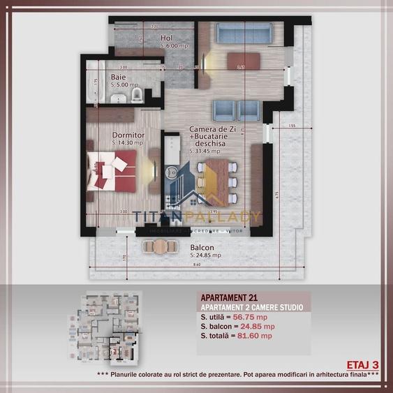 Apartament cu 2 camere decomandat în Theodor Pallady