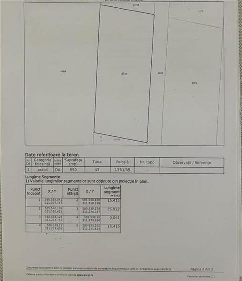 Teren Construcții intravilan de 550 mp, în 1 Decembrie