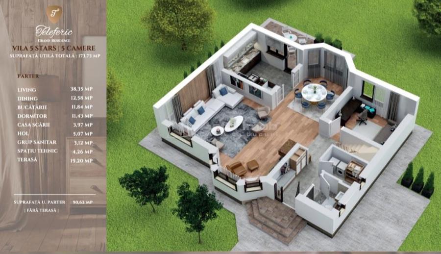 Casă cu 5 camere cu Teren 500 Mp în Central