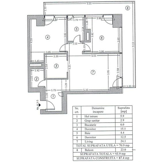Apartament cu 3 camere decomandat în Floreasca