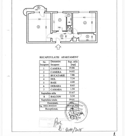 Apartament cu 2 camere decomandat în Central