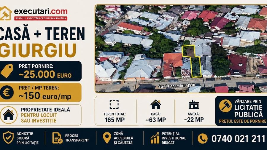 Casă individuală cu 2 camere cu Teren 165 Mp în Central