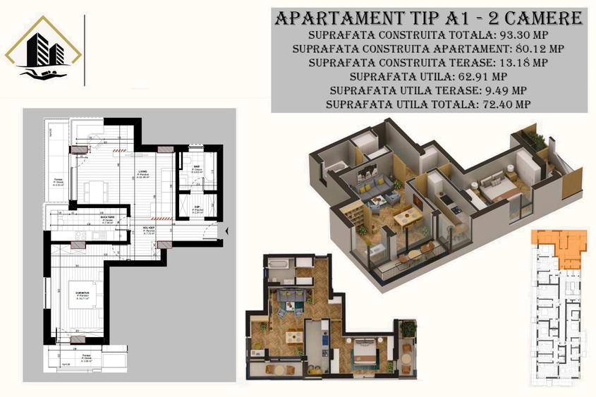 Apartament cu 2 camere decomandat în Far
