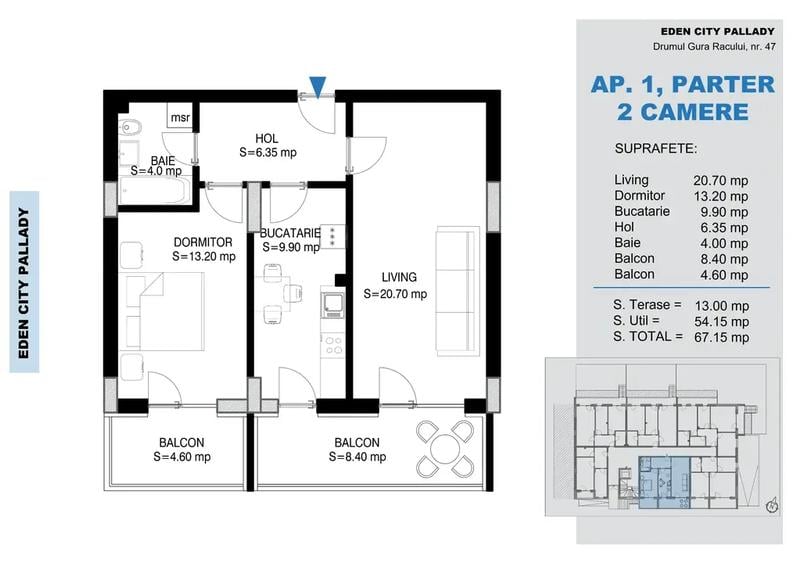 Apartament cu 2 camere decomandat în Theodor Pallady