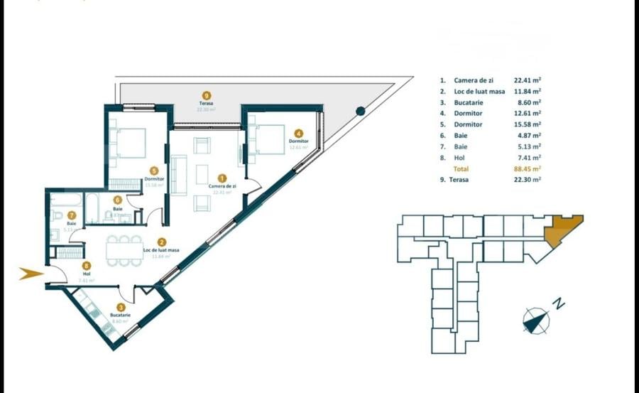 Apartament cu 3 camere semidecomandat în Între Lacuri