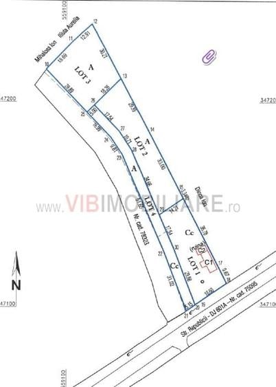 Racari - str Republicii - teren 750mp - deschidere 18,50 ml - 3