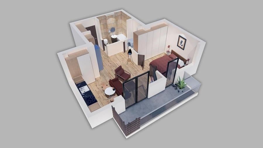 53D Studio Dublu 59mp Vedere Sud, Lux Metrou Straulesti Baneasa Sisesti - 3