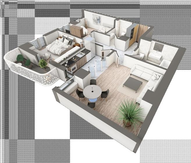 APARTAMENT CU 3 CAMERE DECOMANDAT, 2 BAI , COMPLEX PREMIUM +++, COMISION 0% !!! - 1