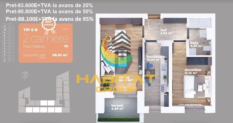 Auchan Titan-Liviu Rebreanu-2 camere, decomandat, 56 mp - 3