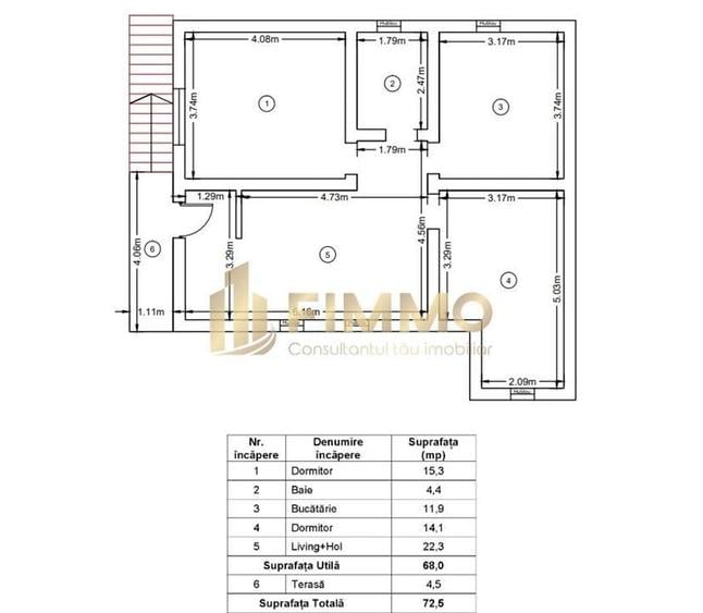 Apart 3 cam | 72.5mp | Curte 100mp | Moara | ID:1280 - 7