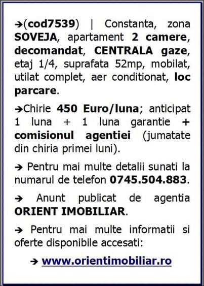 Soveja, decomandat, apartament 2 camere de inchiriat, etaj 1, mobilat, gaze - 9