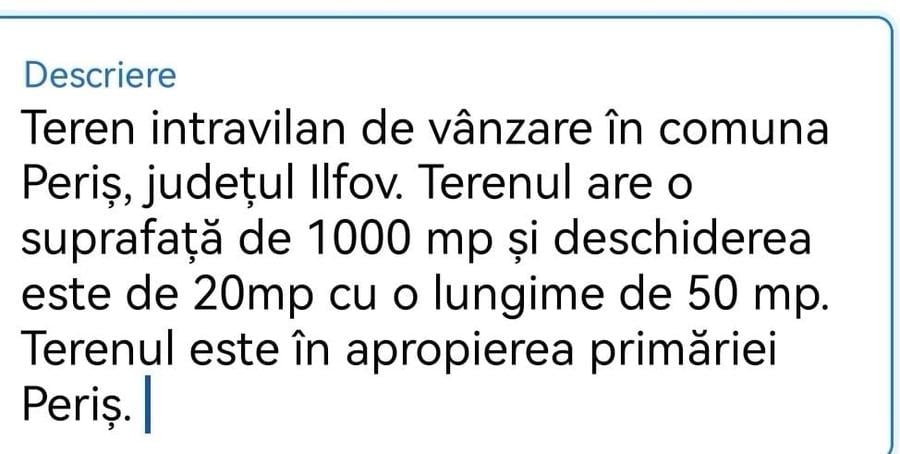 Teren intravilan de vanzare in comuna Peri? - 1
