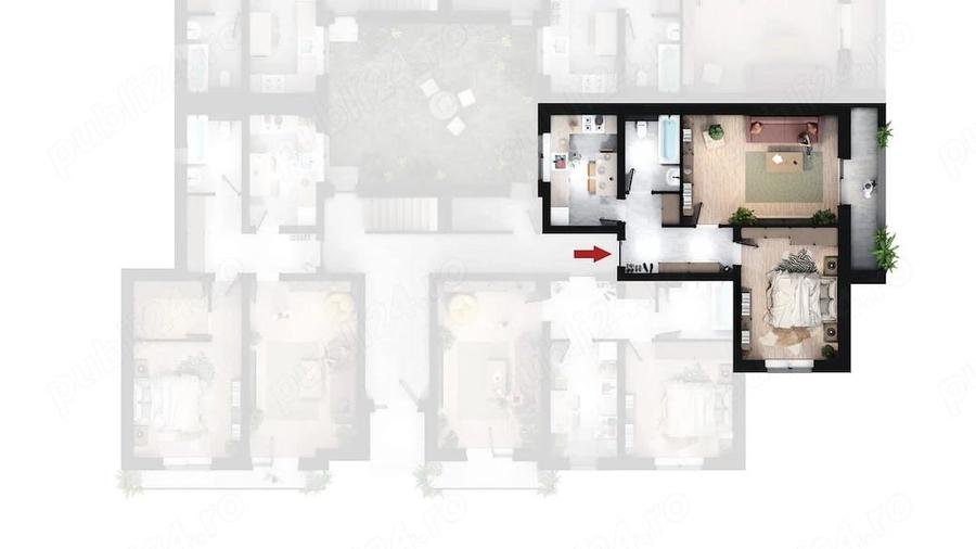 Apartamente cu 2 camere, decomandate in zona Calea Urseni - Giroc suprafa?a utila de 54mp si balcon. - 10