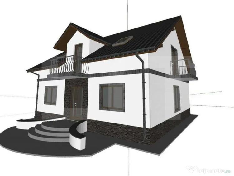 Proiect casa cu mansarda, 148 mp utili, teren 514 mp T - 1