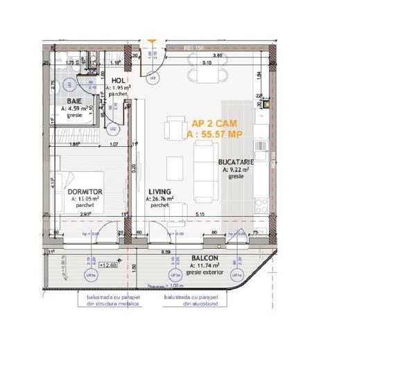 Apartament modern cu 2 camere, complet mobilat, 56 mp, parcare, terasa, Eroilor - 7