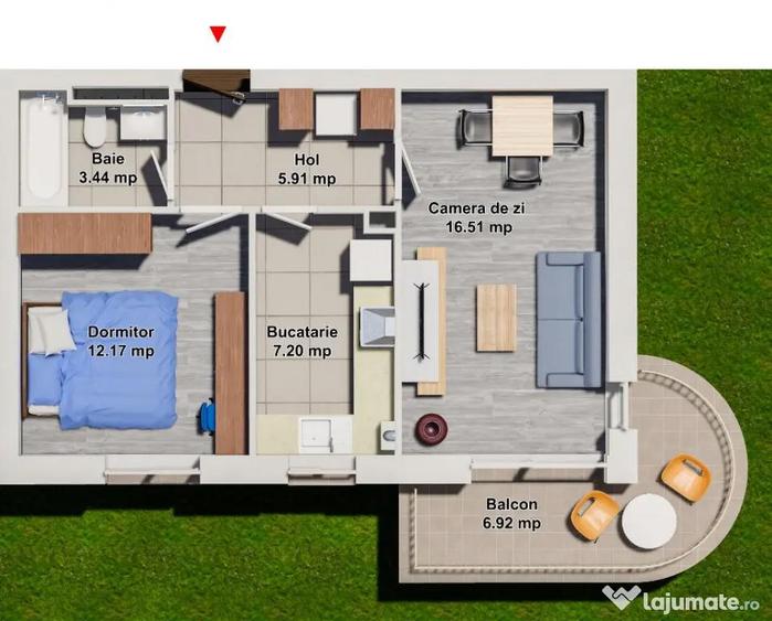 Apartament cu 2 camere decomandat în Ștefăneștii de Jos