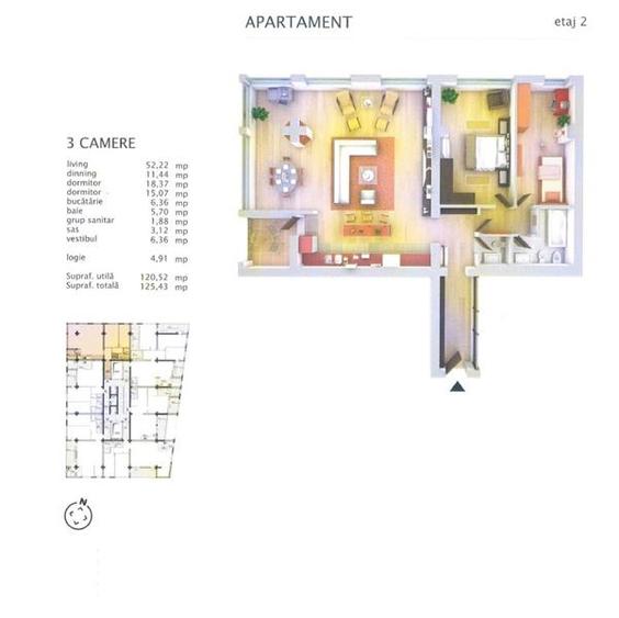 Apartament cu 3 camere semidecomandat, mobilat în Herăstrău