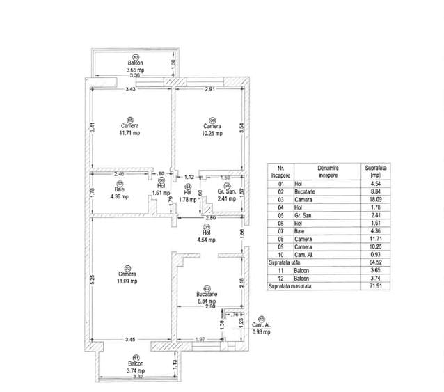 Apartament cu 3 camere decomandat în Bucovina