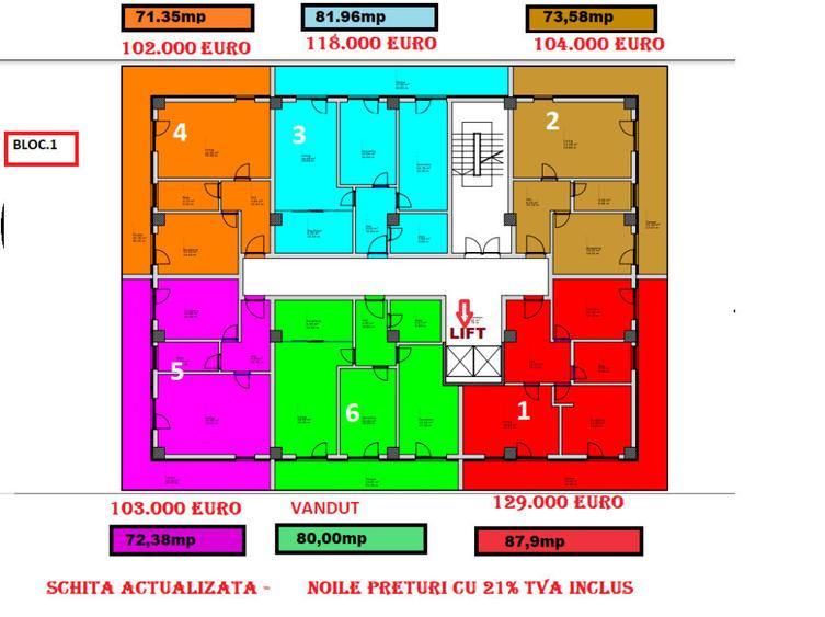 Apartament cu 2 camere decomandat în Central