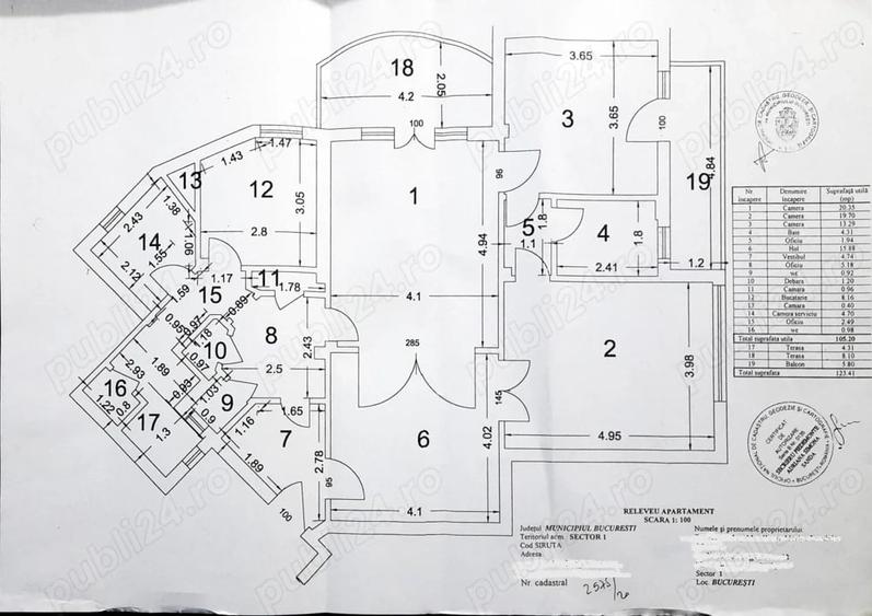Apartament cu 4 camere, cu o suprafa?a utila de 105 m2, situat intre Pia?a Romana ?i Calea Victoriei - 7