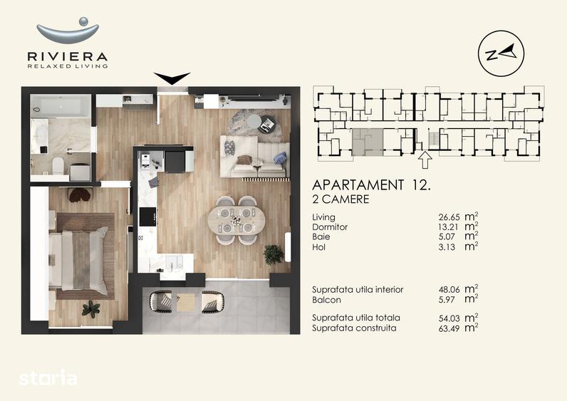 Apartament cu 2 camere în Central