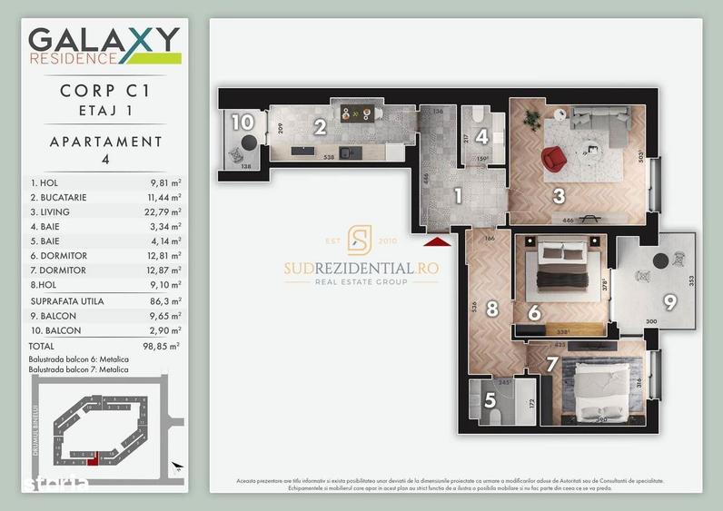 Apartament nou cu 3 camere si 2 balcoane, zona Parc Tudor Arghezi - 8