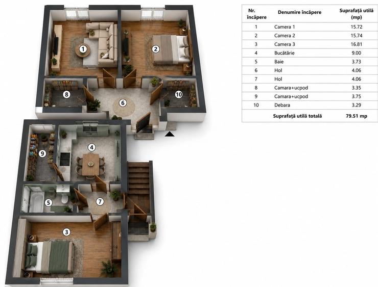 Casa de vanzare teren total 439 mp zona Trei Stejari - 1
