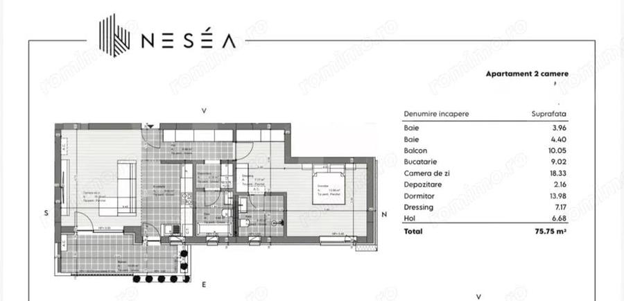Apartament 2 camere 75 mp cu 2 bai ?i parcare Nesea Residence - 1