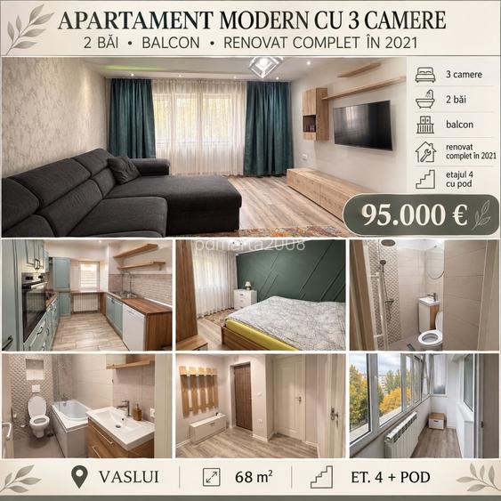 Apartament cu 3 camere, decomandat