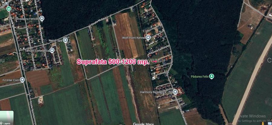 De vanzare teren intravilan intre 500-1200 mp langa padure