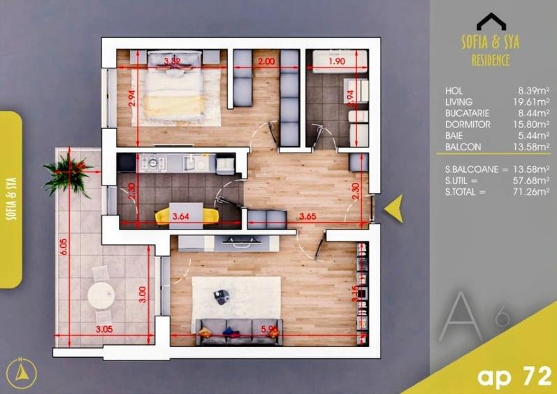 POPRIETAR Apartament 2 camere + dressing + loc parcare subteran - 13